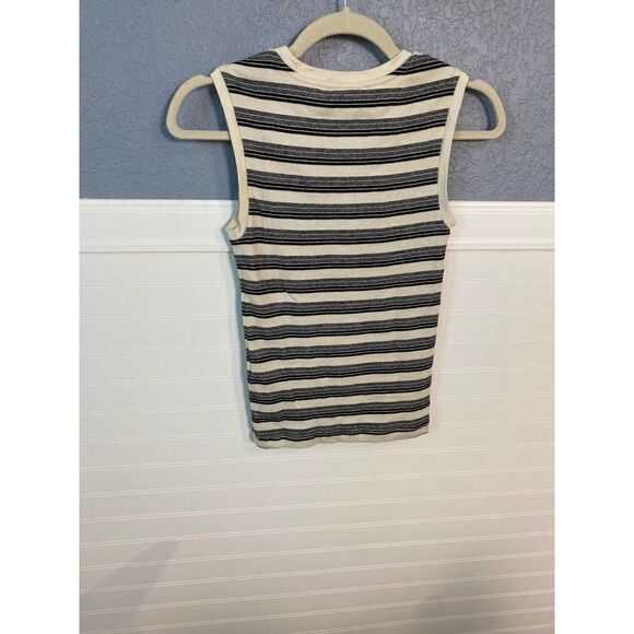 All Saints Black & White Stripe Sleeveless Slim Fit Top Size Small - Picture 5 of 6